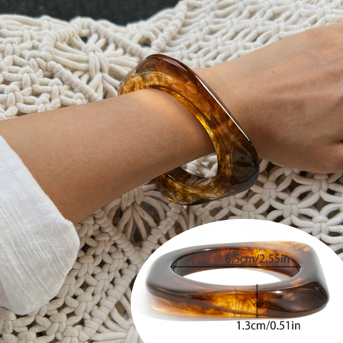 Justyce Marbled Resin Bangle - Amber [M9T3JVQF]