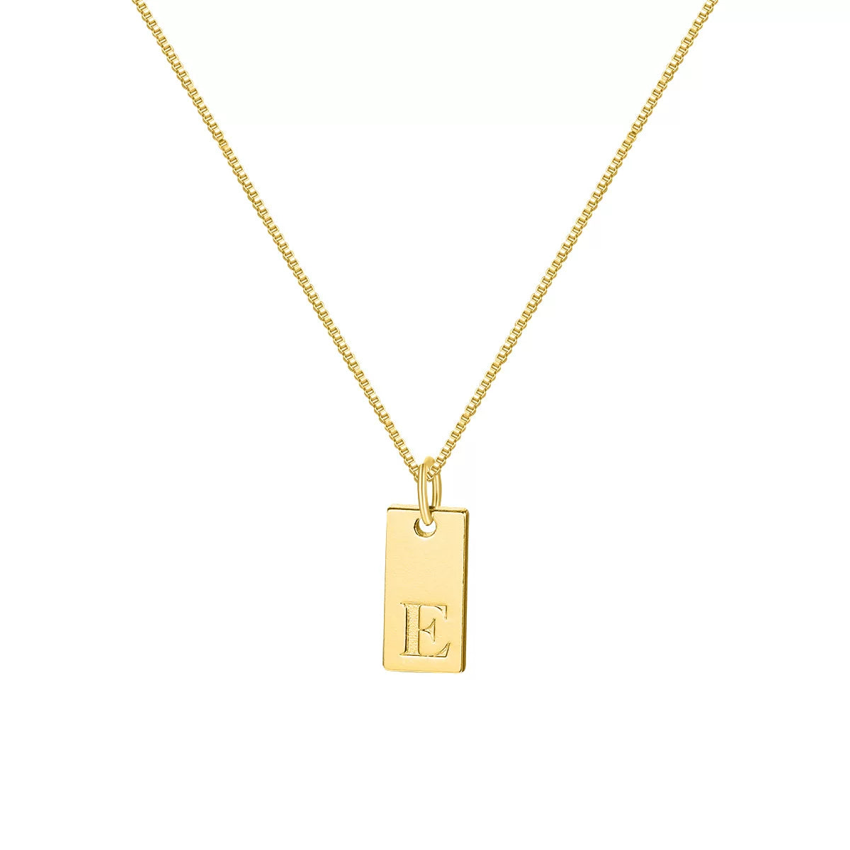 Initial Pendant Box Chain Necklace - Style E [GHPBMZAA]