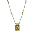Color Cord Pendant Necklace - Green Necklace (With Beads) [W0UNL2BQ]
