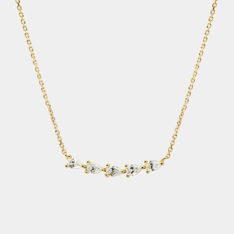 Layered Dainty Pendant Necklace - Gold 5 Teardrop Necklace [HXEZOALA]