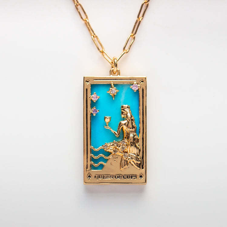 Tarot Card Pendant Necklace - The Queen [3Y48F6IC]