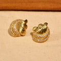 Vintage Symmetrical Gold Zircon Earrings - Stud Earrings (In Stock) [6UWYKW7M]