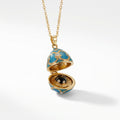 Enameled Egg Pendant Necklace - Blue Locket Egg (Beetle Inside) [ZDJ1Q9AD]