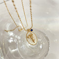 Anslee Mother-of-Pearl Birth Flower Necklace - September - Aster [QRV73VDN]
