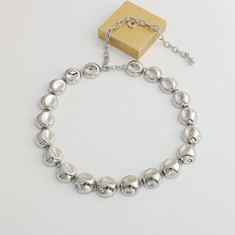 Minimalist Gold Bead Choker Necklace - Premium Silver Necklace [YXYQR2OK]