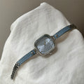 Square Half-Bangle Chain Watch - Silver Chain Blue [D566IKCY]