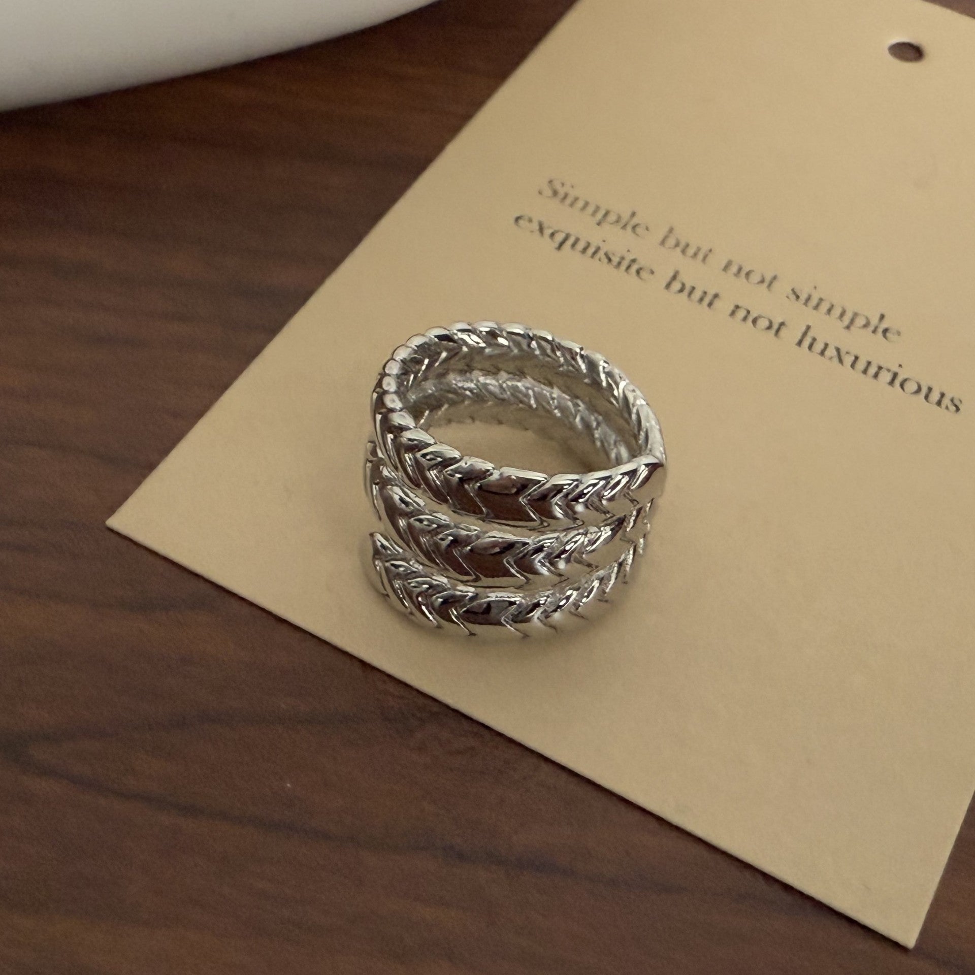 Keaton Sculptural Open Ring - Silver Braided Three-Layer Ring [JDSFYTBG]