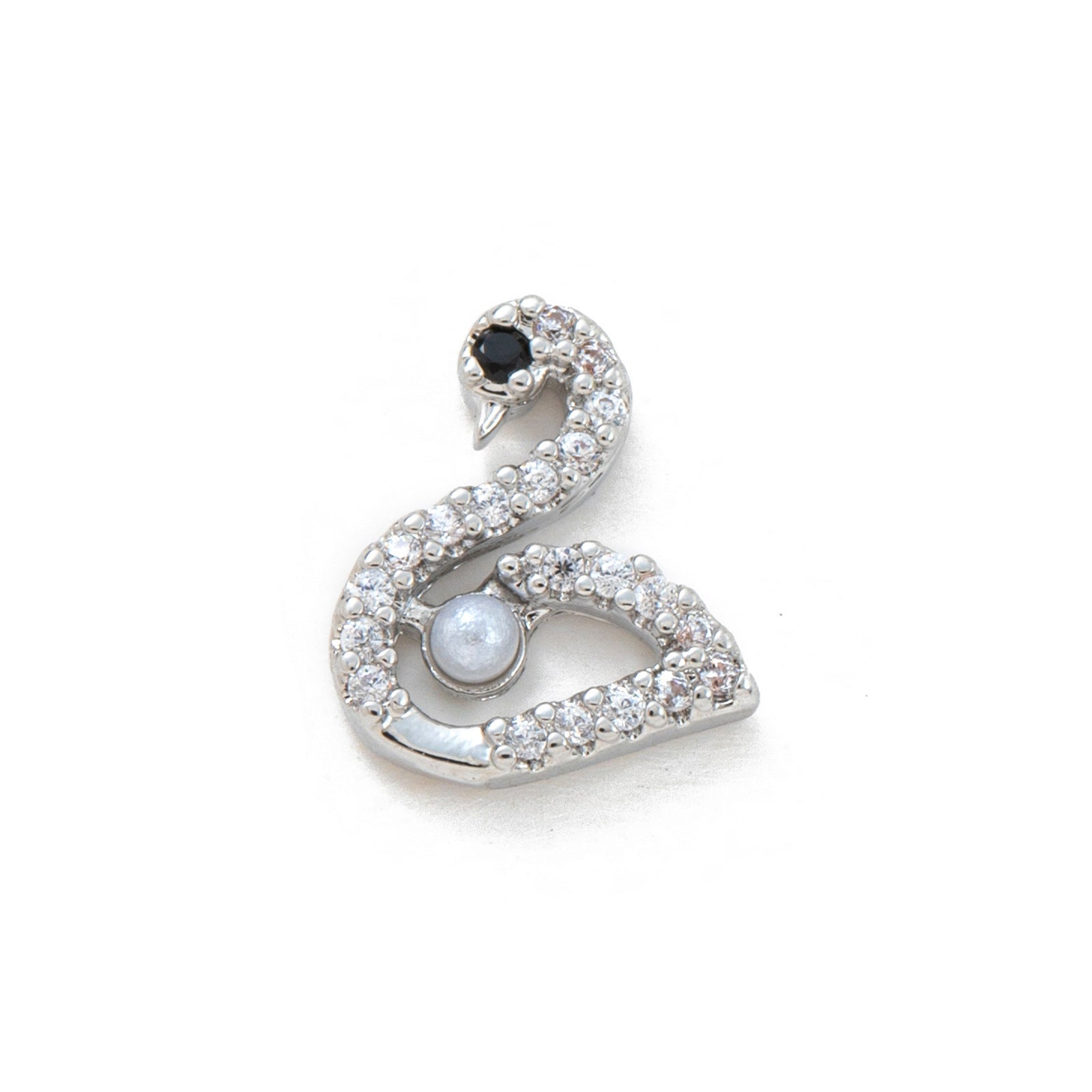 Floating Charm Locket Necklace - Swan Charm [XBMOPQMJ]