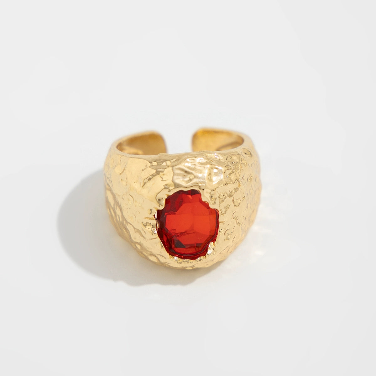 Kaleena Gemstone Open Ring - Red