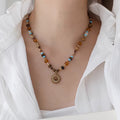 Vintage Sun Beaded Pendant Necklace - 40+5cm [T3ZFXUZ6]