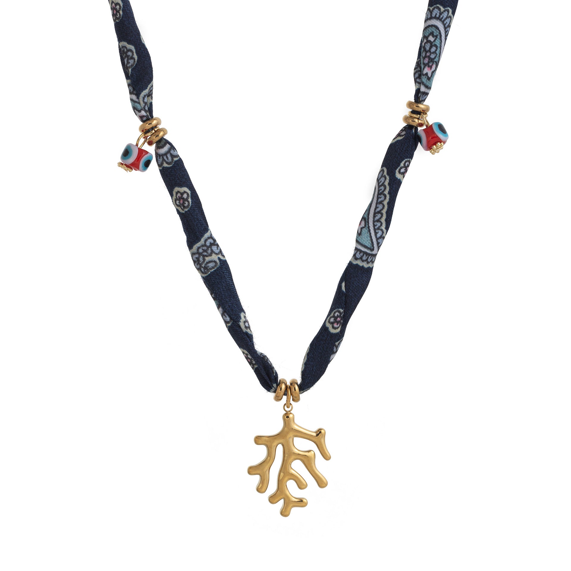 Whimsical Beaded Fish Pendant Necklace - Blue Coral Bead Necklace [BTPKGYHJ]