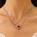Carlynn Dagger Heart Pendant Necklace - Silver [0XDUEXYN]