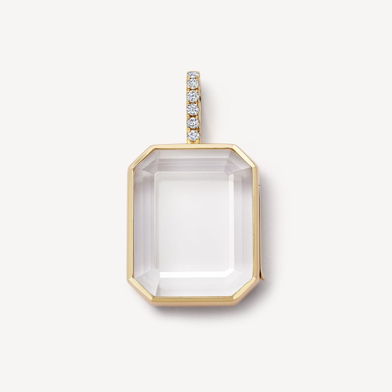 Floating Charm Locket Necklace - Rectangle Transparent Locket Necklace (O-Chain) [UINU4SL0]