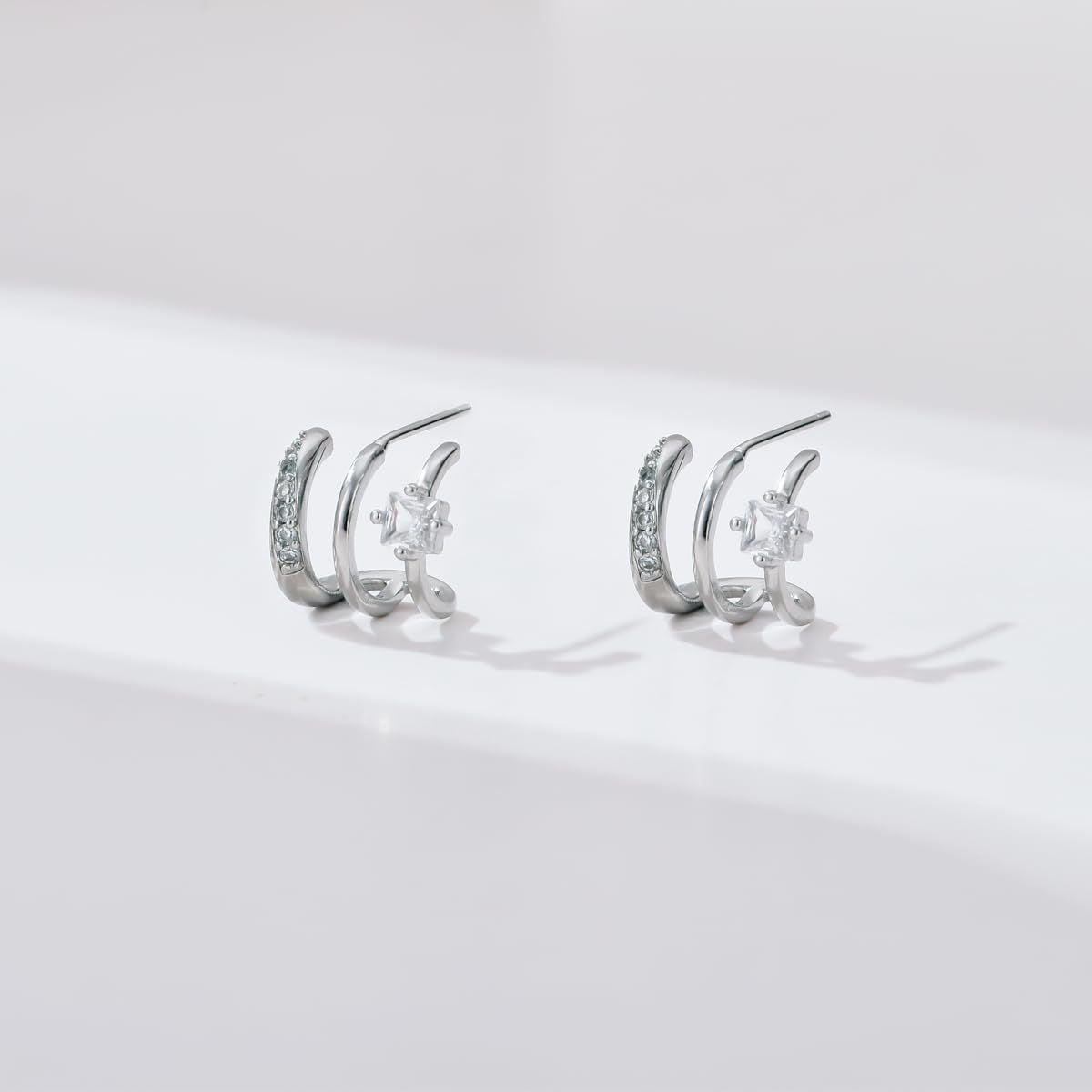 Aubrielle Pavé Arc Earrings - Silver [B9LN6XLF]