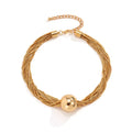 Layered Bead Chain Necklace - Gold Large Bead [I72FUY80]