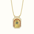 Liani Celestial Charm Necklace - Red-Edged Green Four-Leaf Clover [W478POPF]