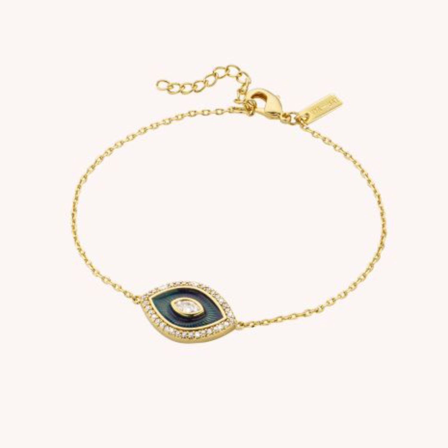 Twisted Chain Link Necklace - Green Eye Bracelet [XK2G47A2]