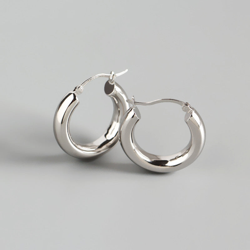 Alania Glossy Hoop Earrings - Silver [MRT7UTAC]