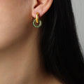 Wrenley Detachable Diamond Earrings - Green Rhinestone Gold [CACM9KY0]