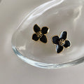 Myia Enamel Floral Earrings - Black Floral Earrings [VQJUQ5NU]
