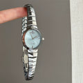 Minimalist Snake Chain Bracelet Watch - Silver with Blue Dial [IWAGHH66]