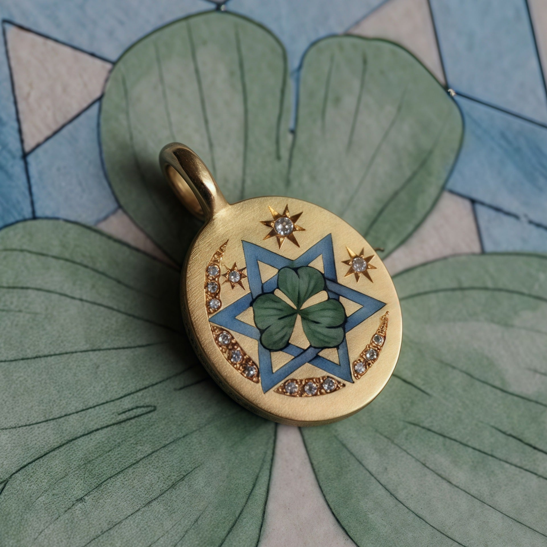 Dallas Dainty Floral Necklace - Blue Hexagon Star Necklace [JV79D6W3]
