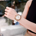 Rhinestone Silicone Strap Watch - White Rose Gold [T34P4RX7]