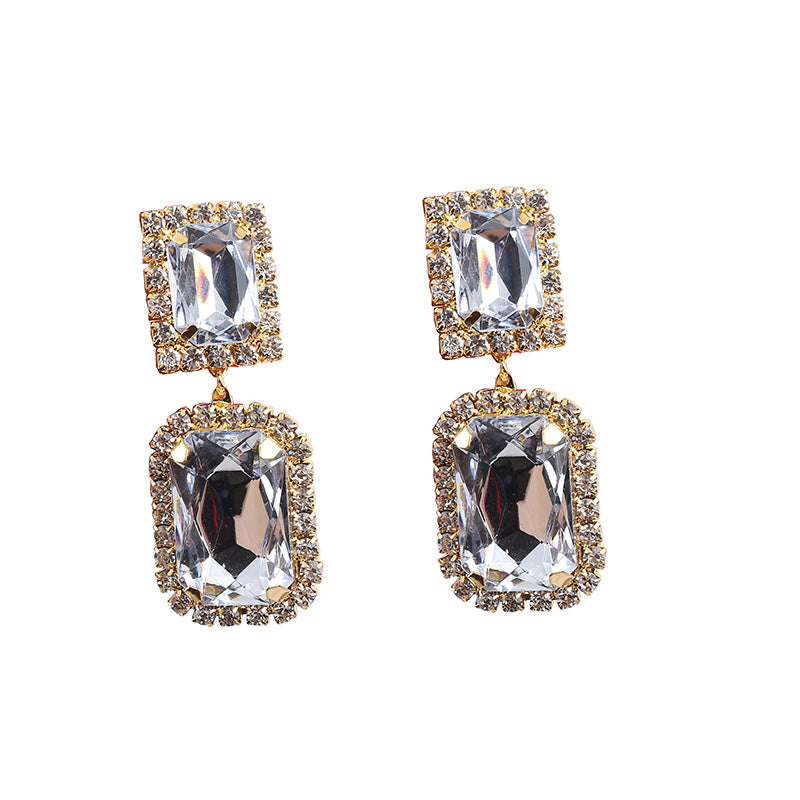 Ava Square Crystal Earrings