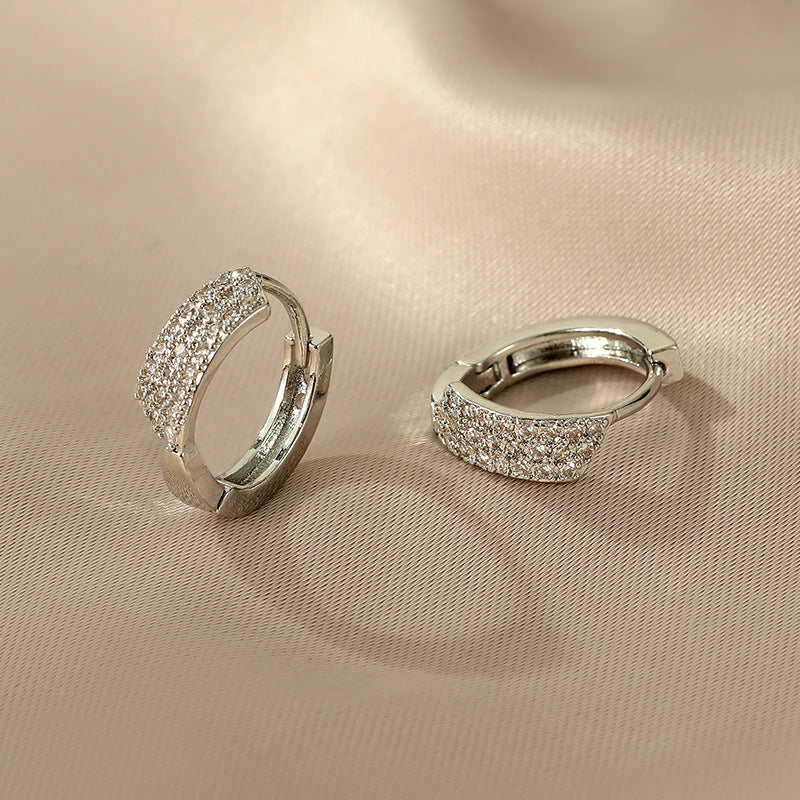 Amarachi Geometric Zircon Earrings - Silver [EKI1ZCHL]