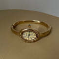 Anorah Diamond Oval Bracelet Watch - Gold Band Gold Dial (Roman Numerals) [WIXNUGT8]