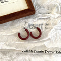 Carly Wine Red Enamel Drop Earrings - Style 4 [Y1TADP3E]