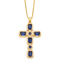 Ayva Zircon Cross Necklace - Blue [Q1VJ6K4E]