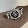 Vintage Round Bracelet Watch - Silver with Blue Dial [PX3VXNA5]