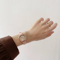Minimalist Square Dial Faux Leather Watch - Pink (Naidu Bar Markers) [WYS6F8ST]