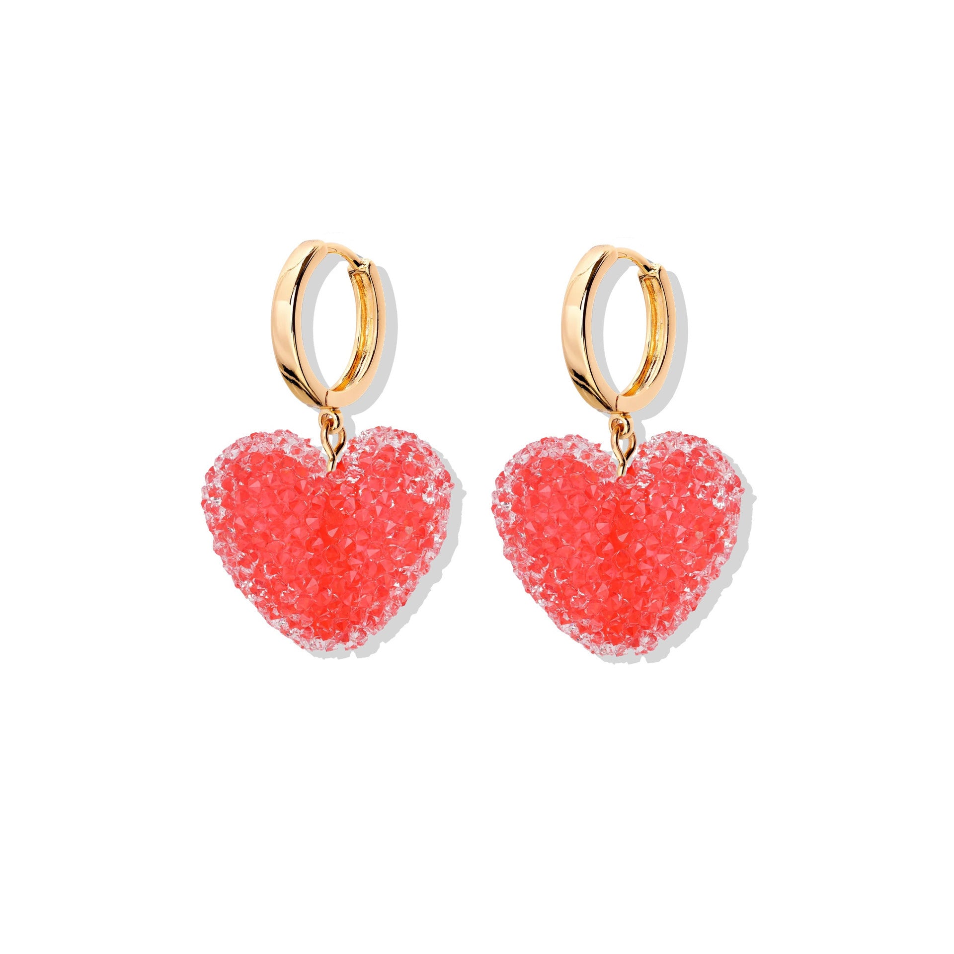 Colorful Heart Resin Pendant Necklace - Red Earrings [F79QW4W9]