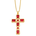 Ayva Zircon Cross Necklace - Red [554Z067J]