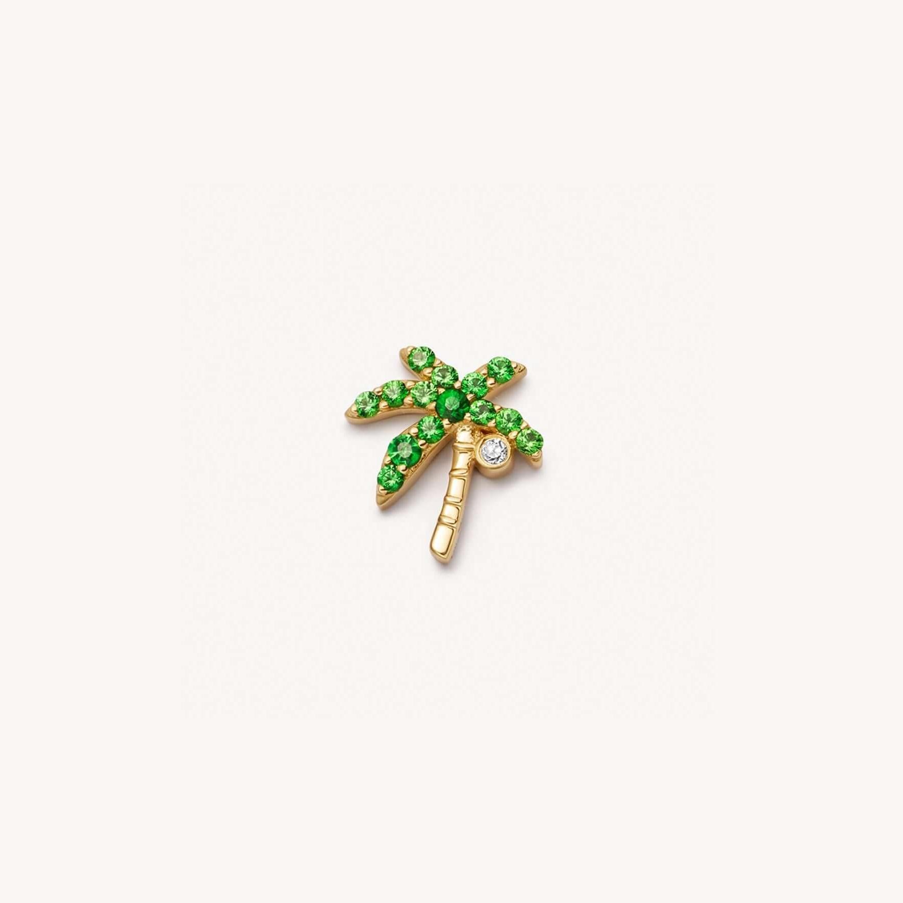 Rosaline Ocean Drop Locket Necklace - Palm Tree Charm [GGGSZTLA]
