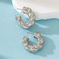 Lucina Bold C Hoop Earrings - Silver [G4YKQER3]