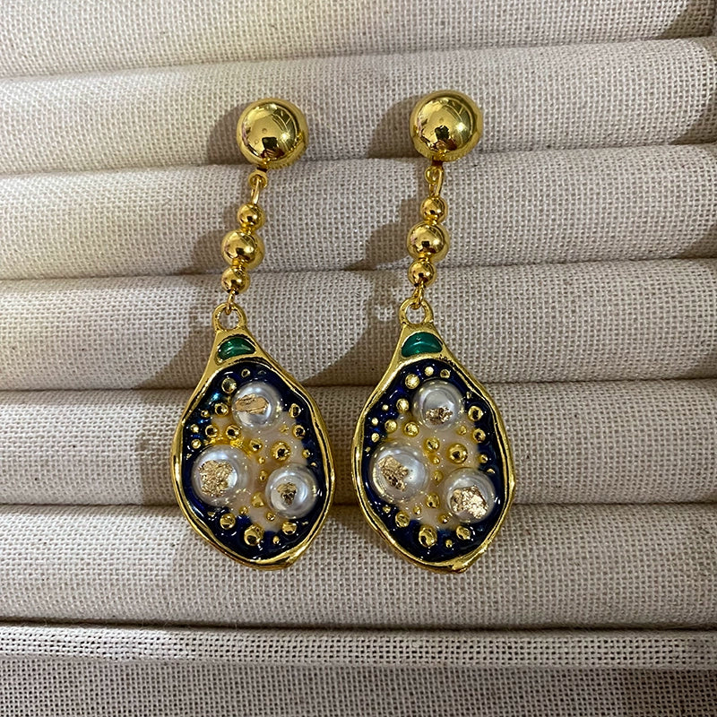 Dream Blue Chinoiserie Earrings - Blue Earrings [X64IV8P2]