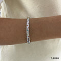 Nilah Diamond Heart Charm Bracelet - Silver Colored Diamond Bangle [RVFPRG0S]
