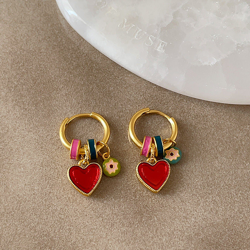 Chastity Iridescent Heart Studs - Love Heart Earrings [11DFC43F]