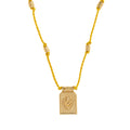 Siyona Cord Charm Necklace - Yellow Necklace (With Beads) [GEU9537F]