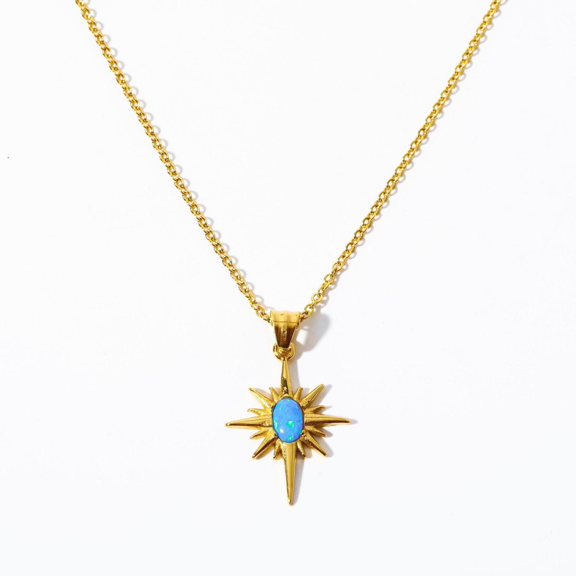 Star Pendant Natural Stone Necklace - Blue [RKN48O8D]