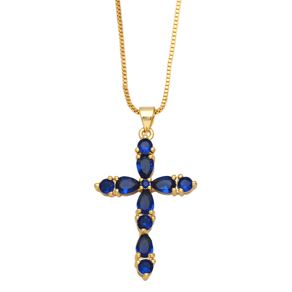 Ainhoa Colorful Zircon Necklace - Blue [WDJASRE3]
