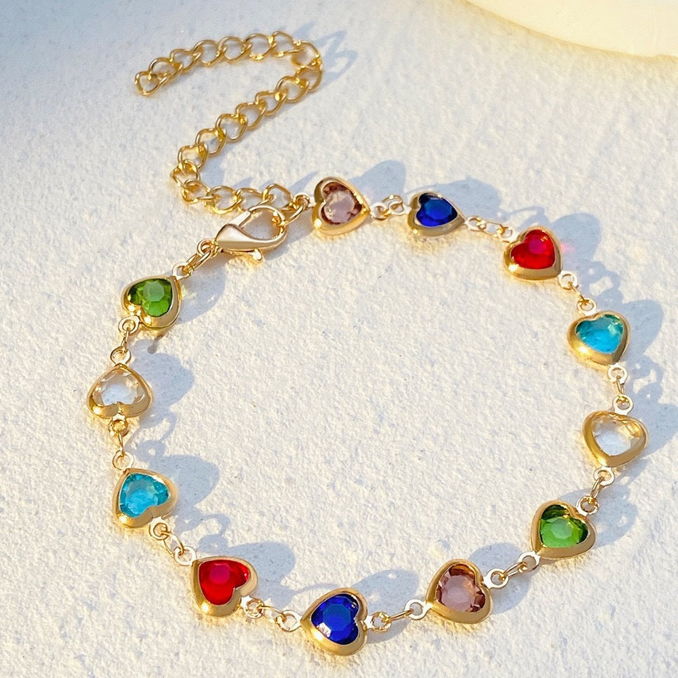 Jasmin Crystal Heart Tassel Necklace - Heart Bracelet [J162EPQ3]