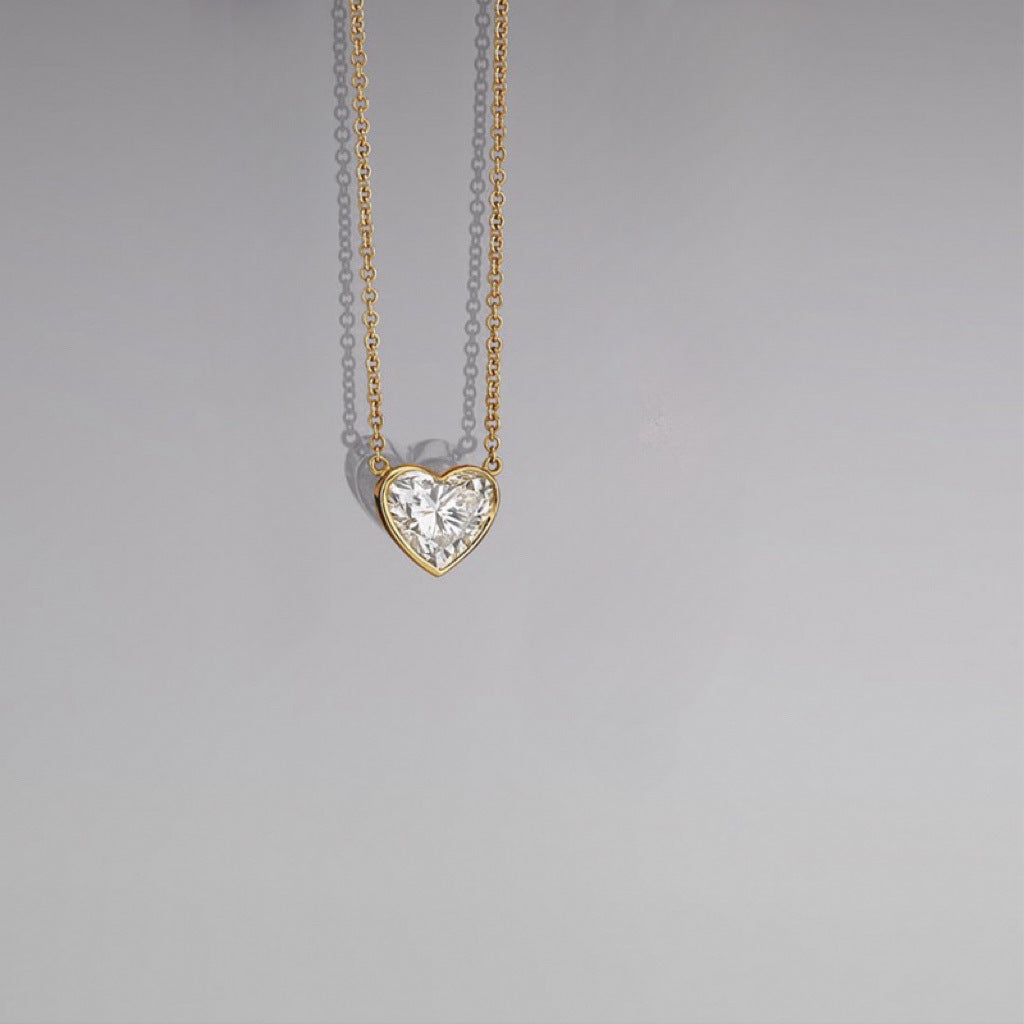 Dainty Zircon Pendant Necklace - Heart [KHTE8O63]
