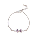 Angelique Dainty Butterfly Zircon Jewelry - Silver Purple Zircon Butterfly Bracelet [4CVP9N1A]
