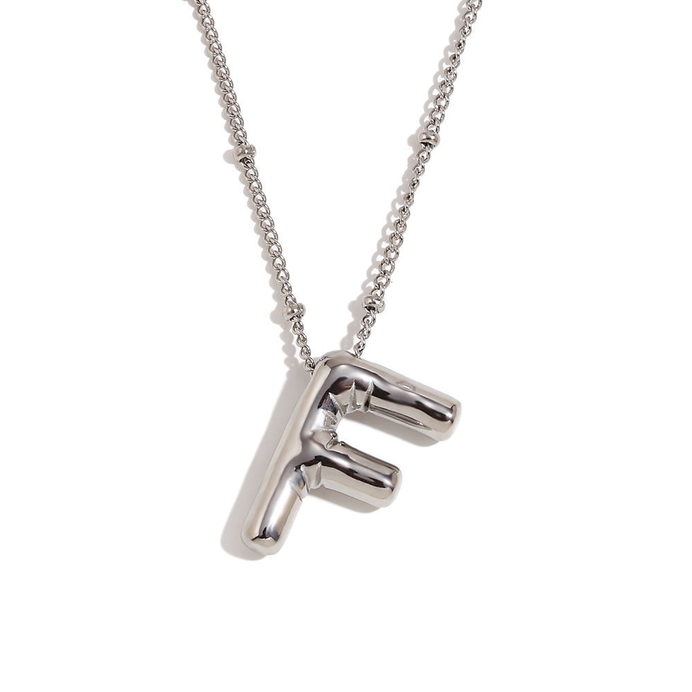 Aiyanah Glossy Bubble Letter Necklace - Silver F [VICUFR2U]