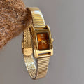 Vintage Square Bracelet Watch - Gold Band Orange Face (Arsenal Band) [PV4UM5XI]