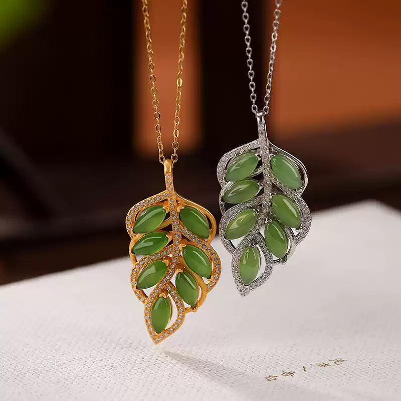 Jade Leaf Pendant Necklace